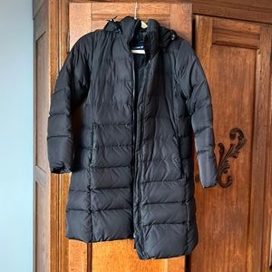 Lands End black long down filled puffer jacket